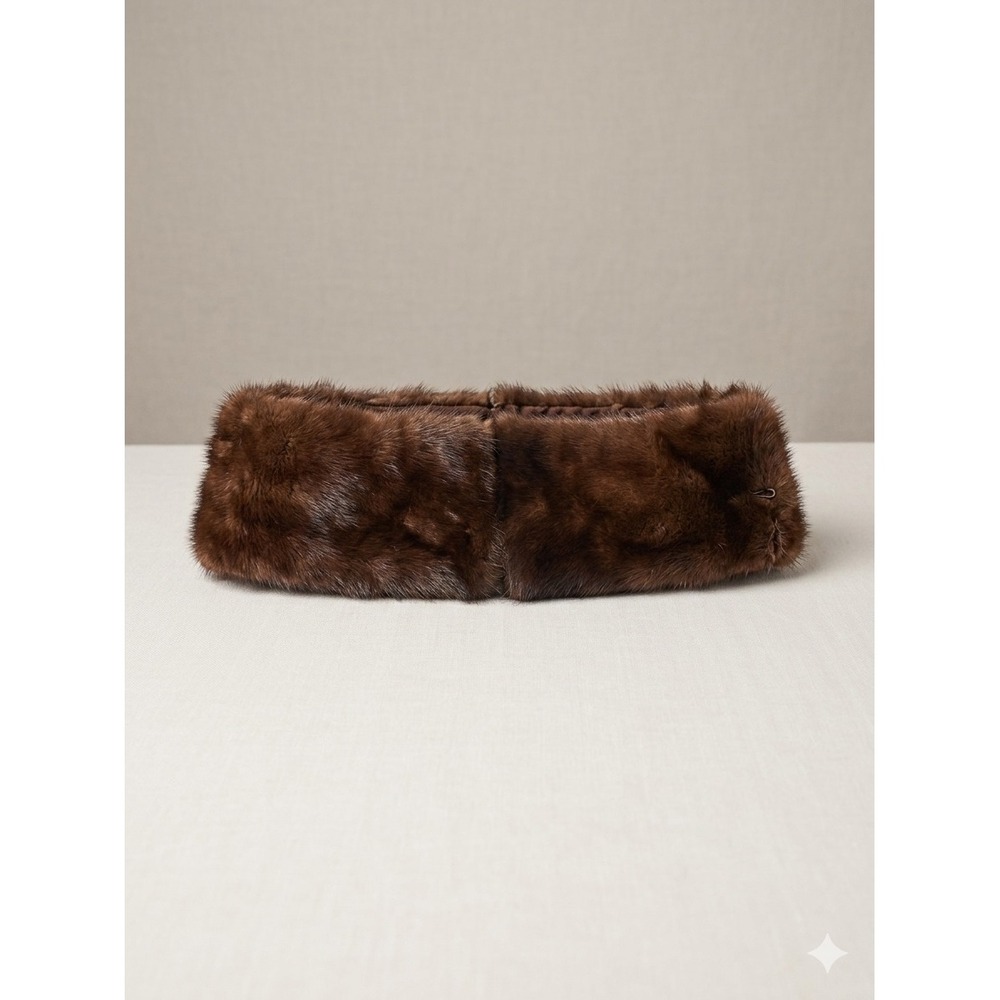 Vtg Genuine Mink Fur Collar Mahogany Brown Detachable Wrap Scarf Trim Accessory